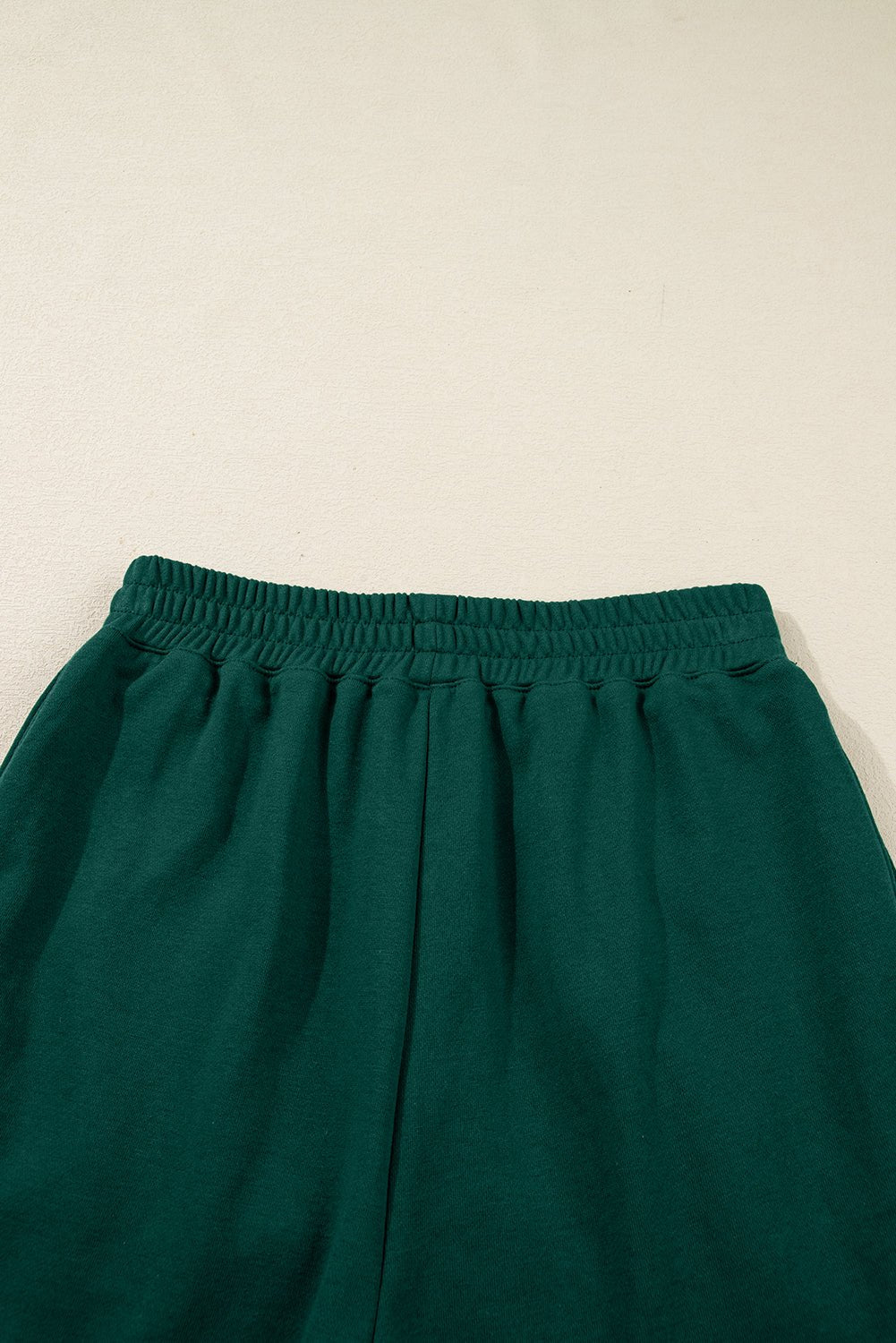 Dark Green Pearl Embellished Drop Shoulder Pullover Elastic Waist Mini Skirt Set - MAD RUFFI
