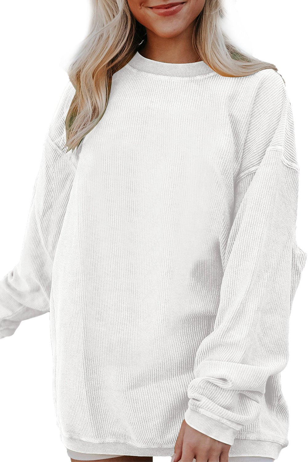 Dark Grey Drop Sleeve Rib Knit Oversized Sweatshirt - MAD RUFFI