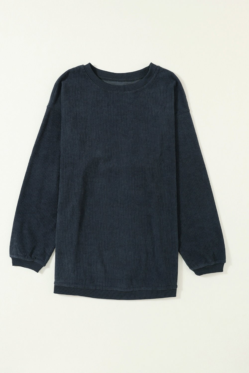 Dark Grey Drop Sleeve Rib Knit Oversized Sweatshirt - MAD RUFFI