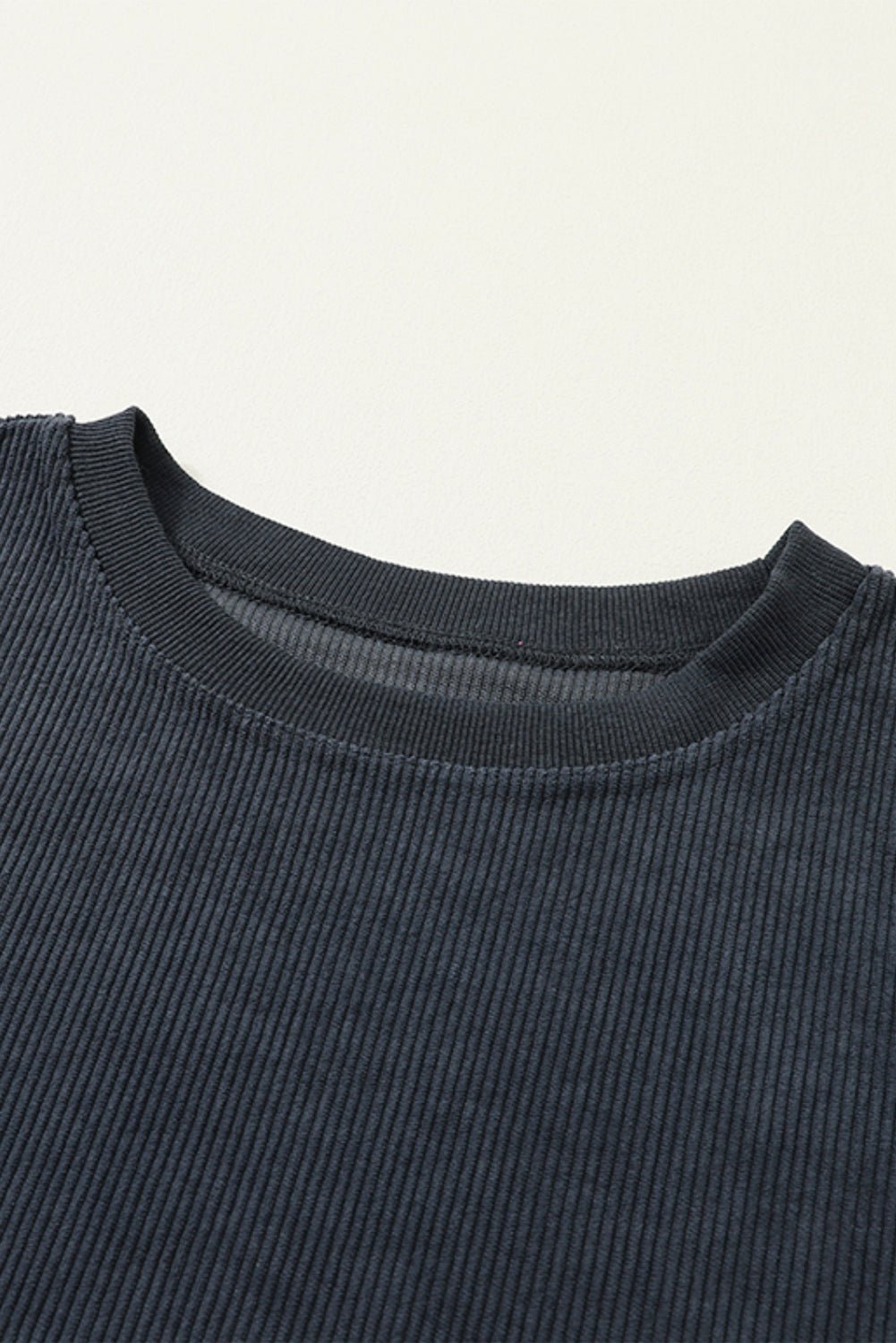 Dark Grey Drop Sleeve Rib Knit Oversized Sweatshirt - MAD RUFFI