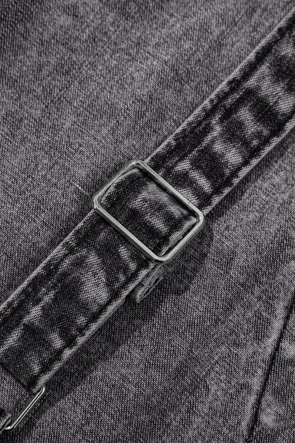 Dark Grey Light Wash Frayed Exposed Seam Wide Leg Denim Overalls - MAD RUFFI