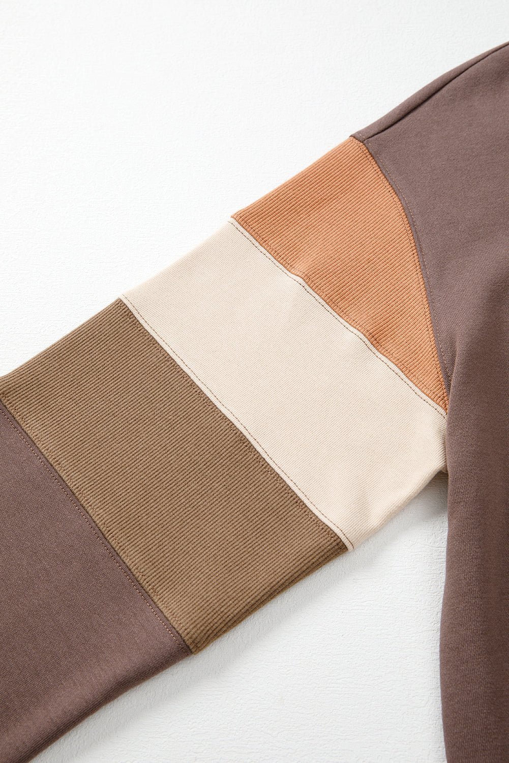 Dark Khaki Colorblock Drop Shoulder Pullover Casual Sweatshirt - MAD RUFFI