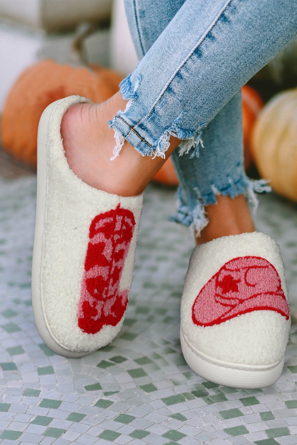 Zapatillas de invierno de estilo de bota de dibujos animados blancos lindos