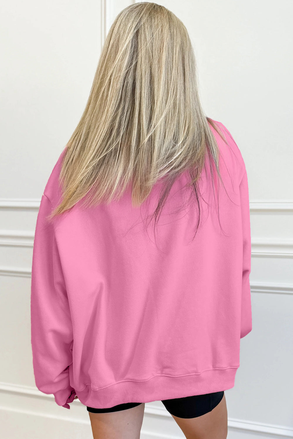 Light Pink Oversize Blessed Embroidered Mock Neck Sweatshirt