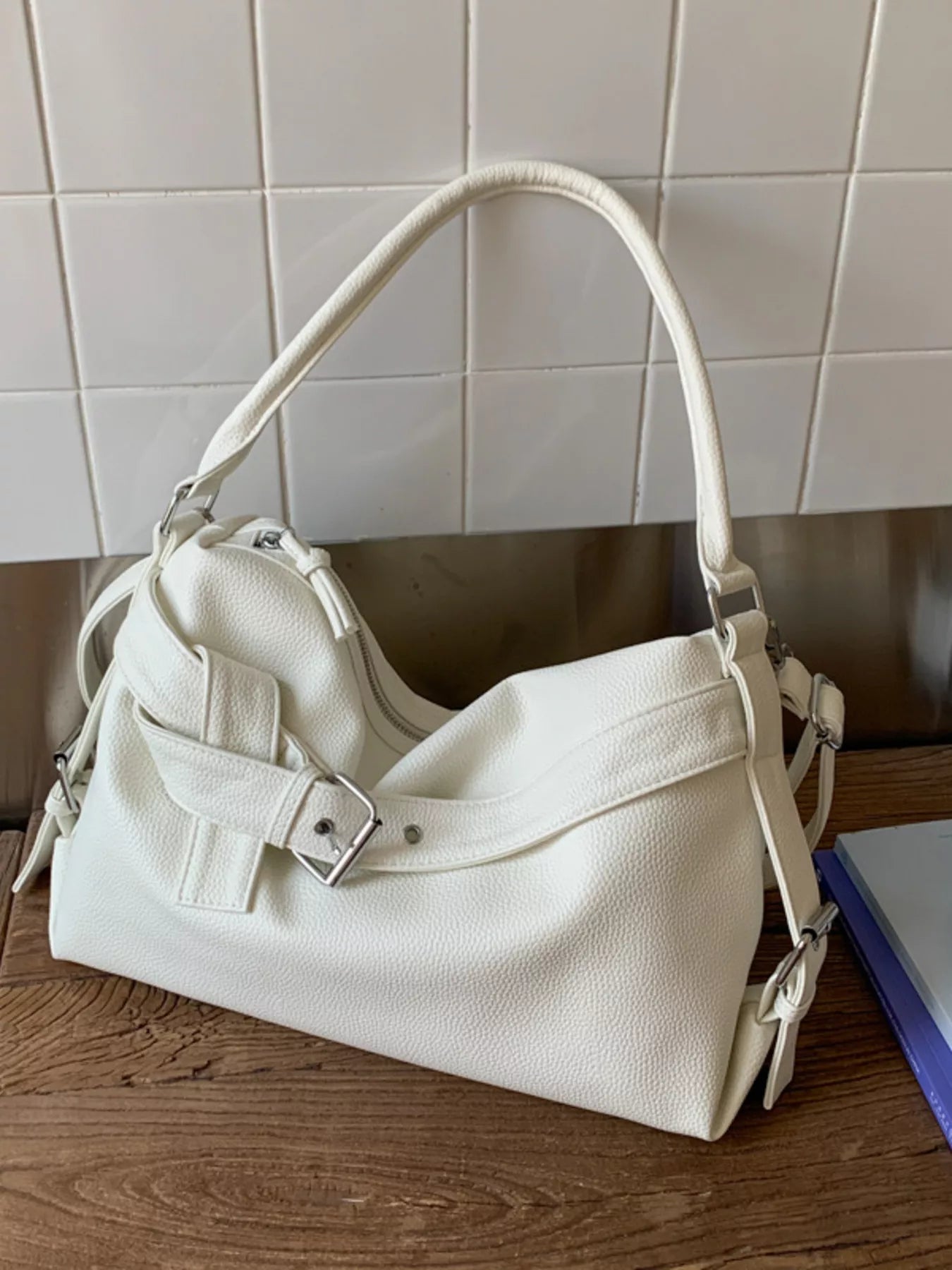 Decor Buckle Leather Shoulder Bag - MAD RUFFI