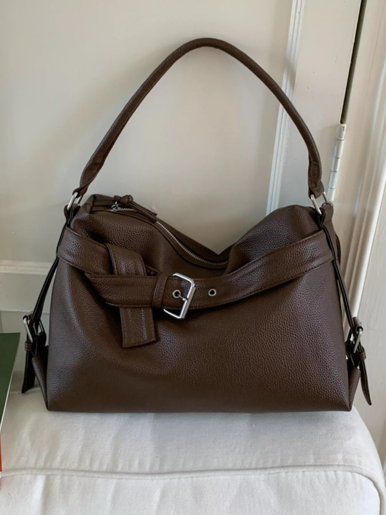 Decor Buckle Leather Shoulder Bag - MAD RUFFI