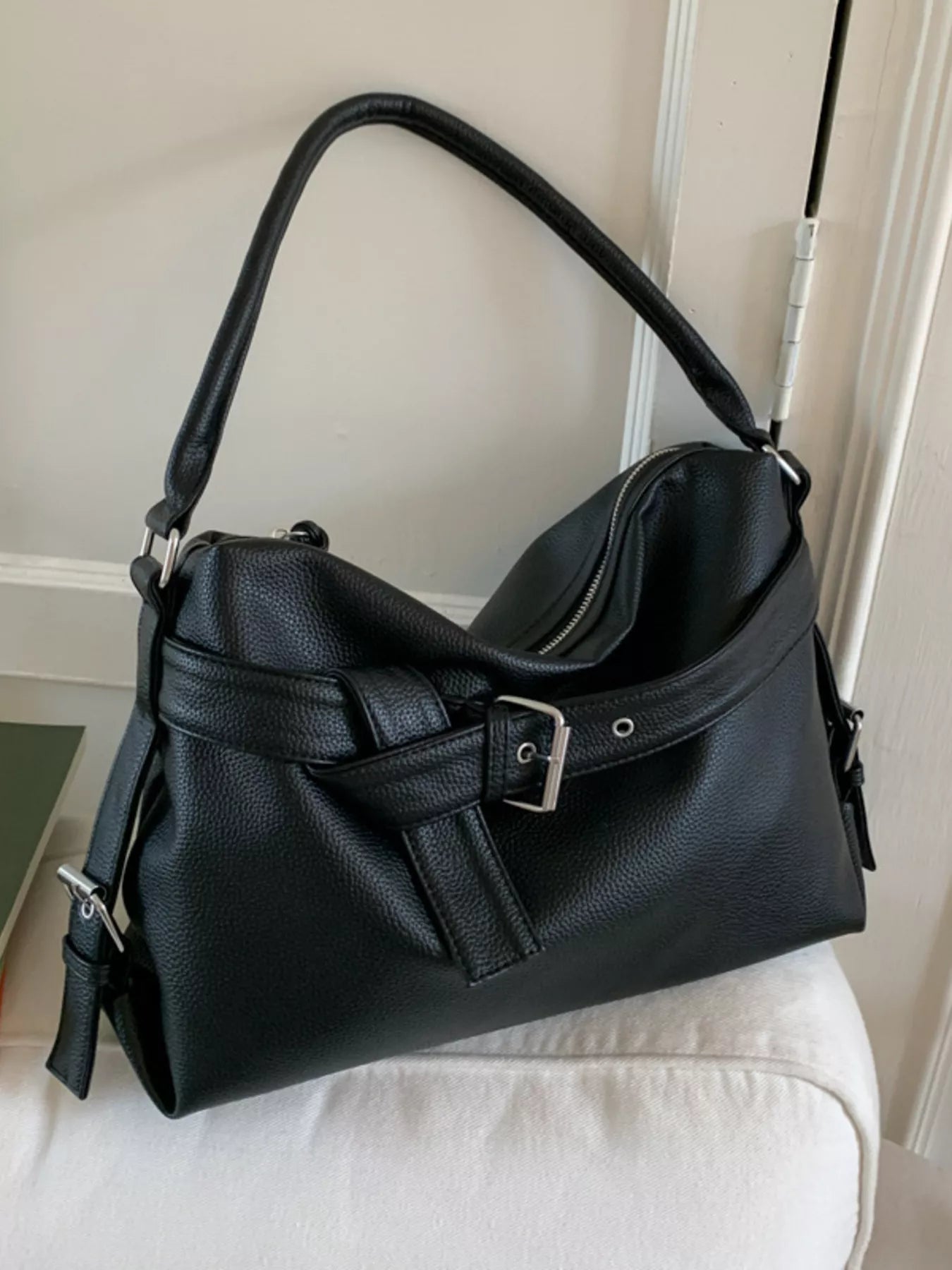 Decor Buckle Leather Shoulder Bag - MAD RUFFI