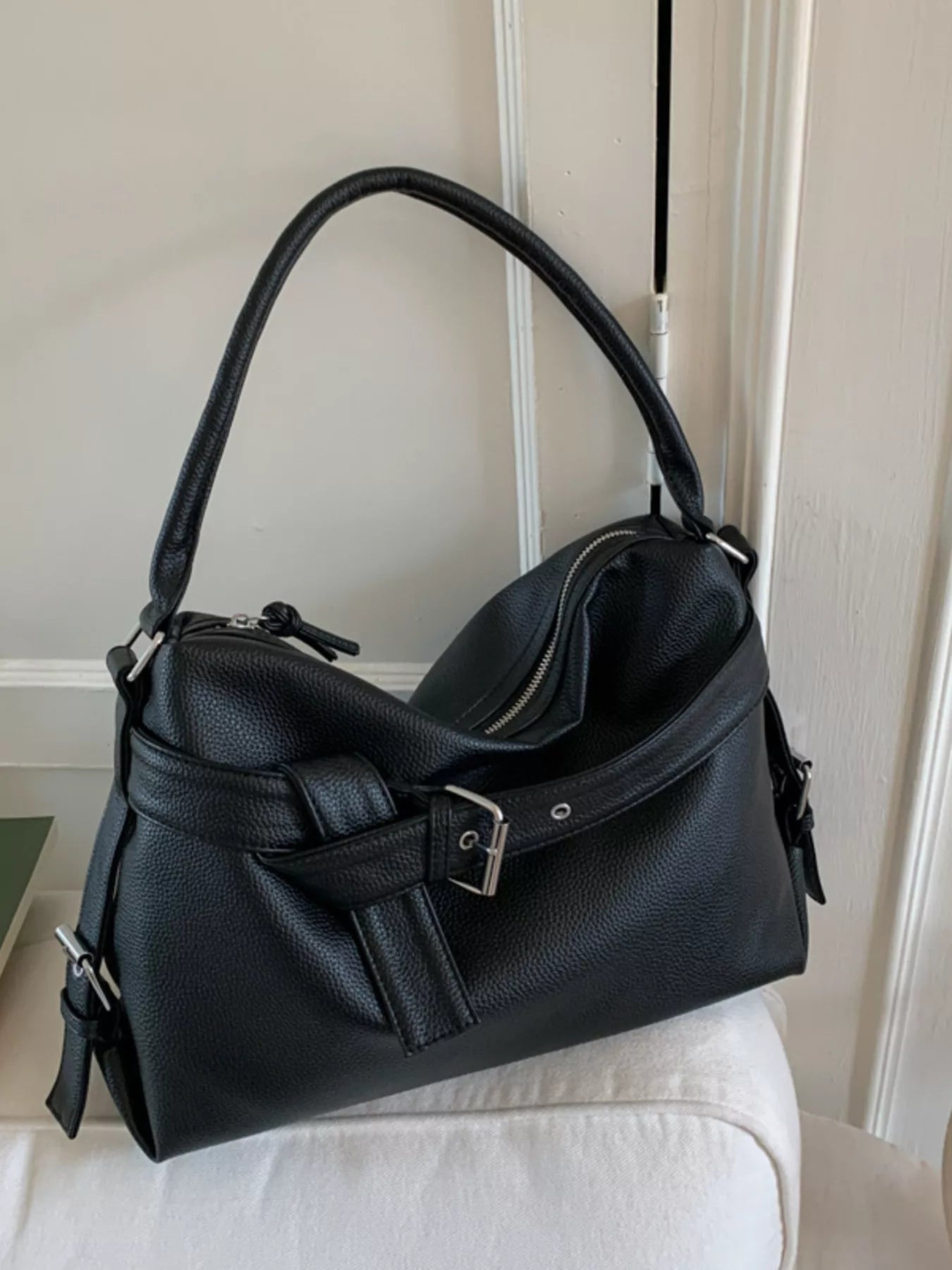 Decor Buckle Leather Shoulder Bag - MAD RUFFI