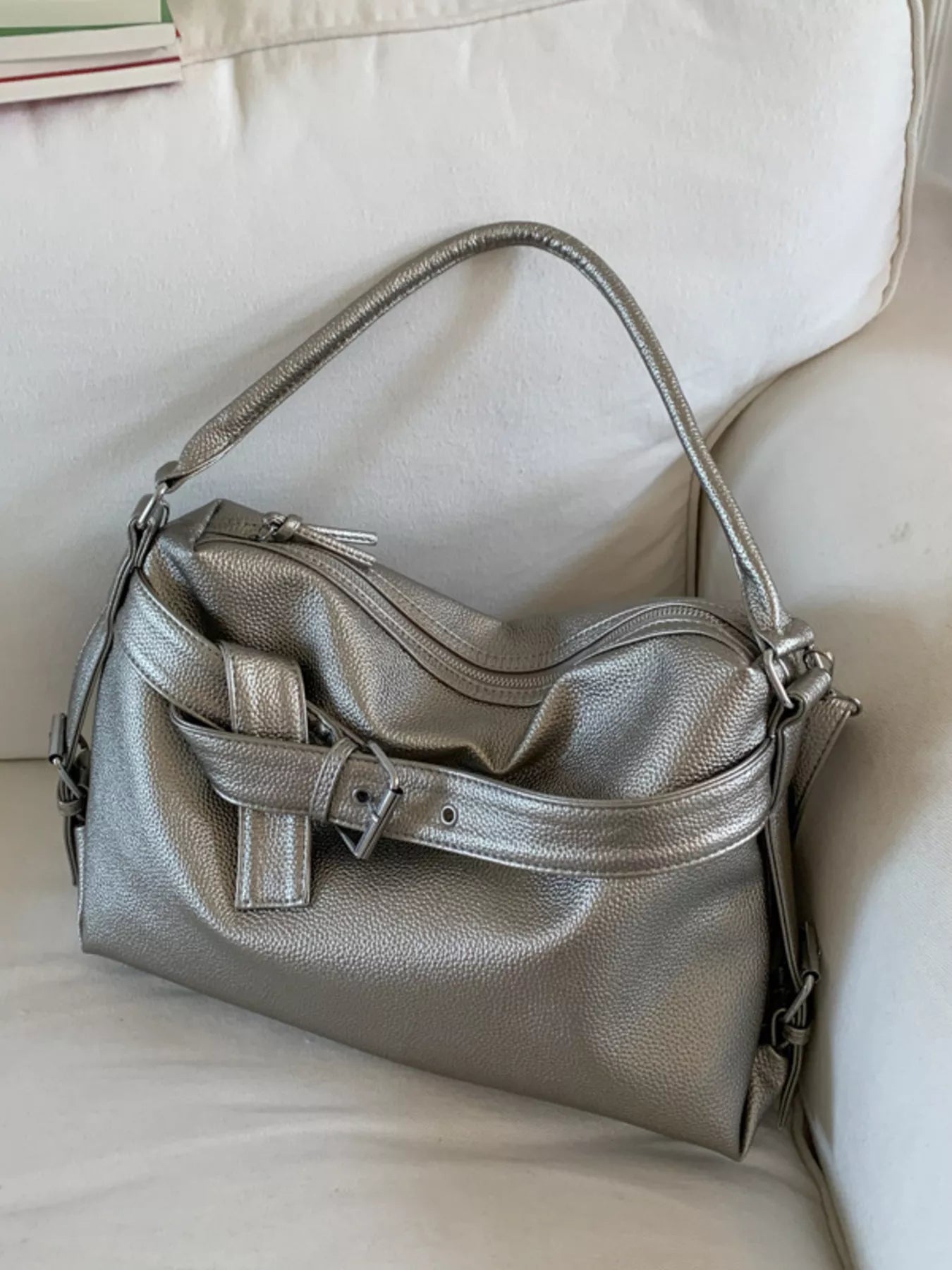 Decor Buckle Leather Shoulder Bag - MAD RUFFI