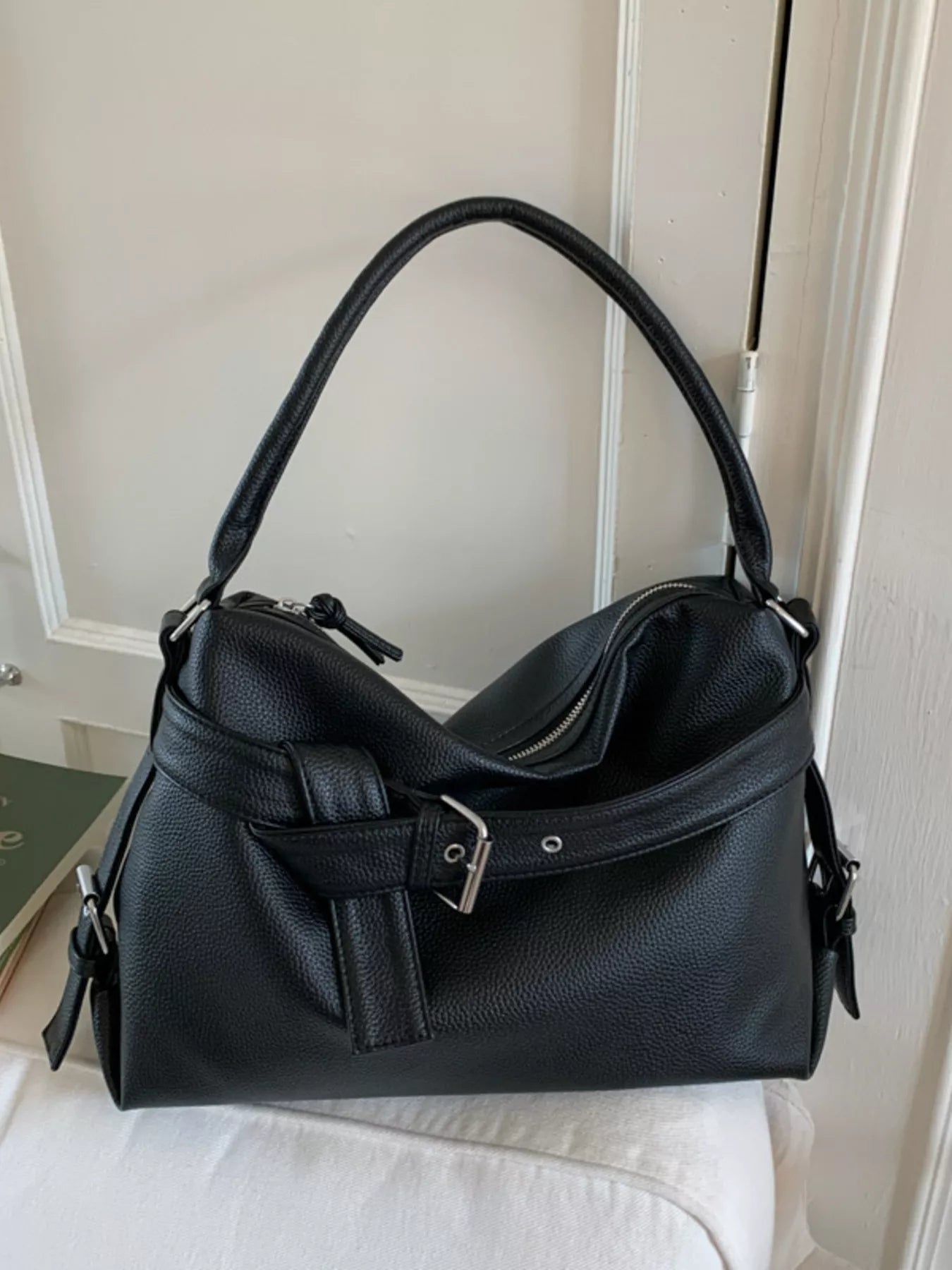 Decor Buckle Leather Shoulder Bag - MAD RUFFI