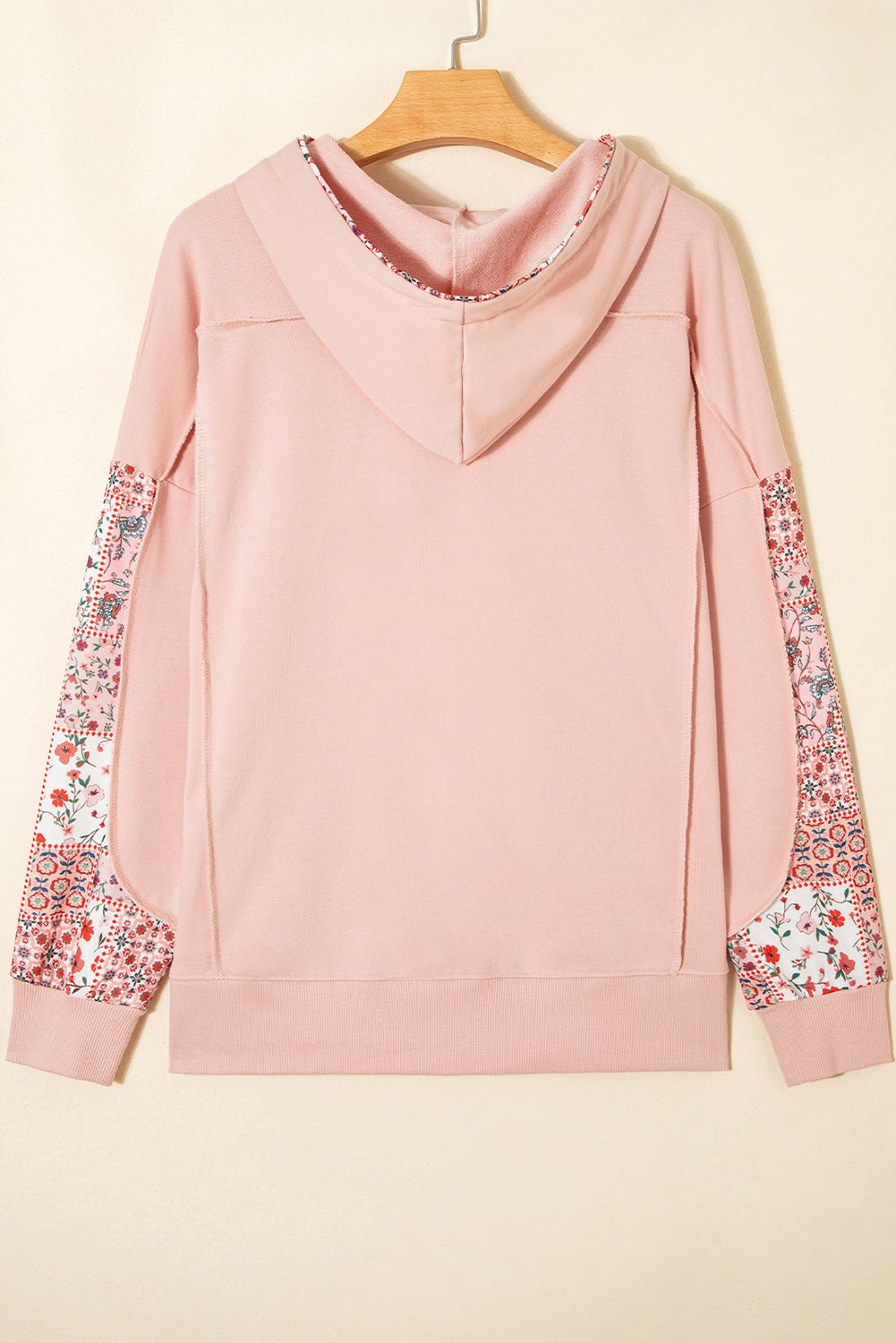 Delicacy Mix Floral Patchwork Side Slit Drawstring Hoodie - MAD RUFFI
