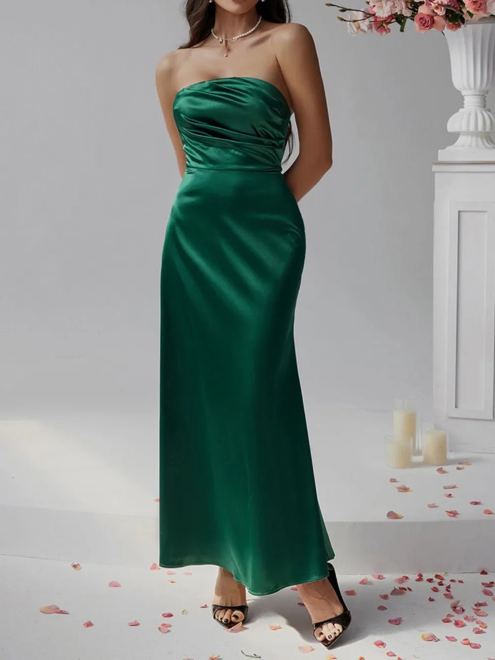 Devine Ruched Tube Maxi Dress - MAD RUFFI