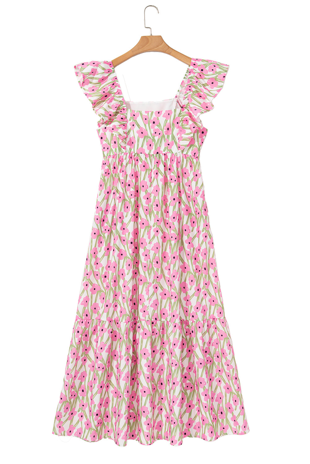 Robe maxi à collier carré à imprimé floral rose robe maxi