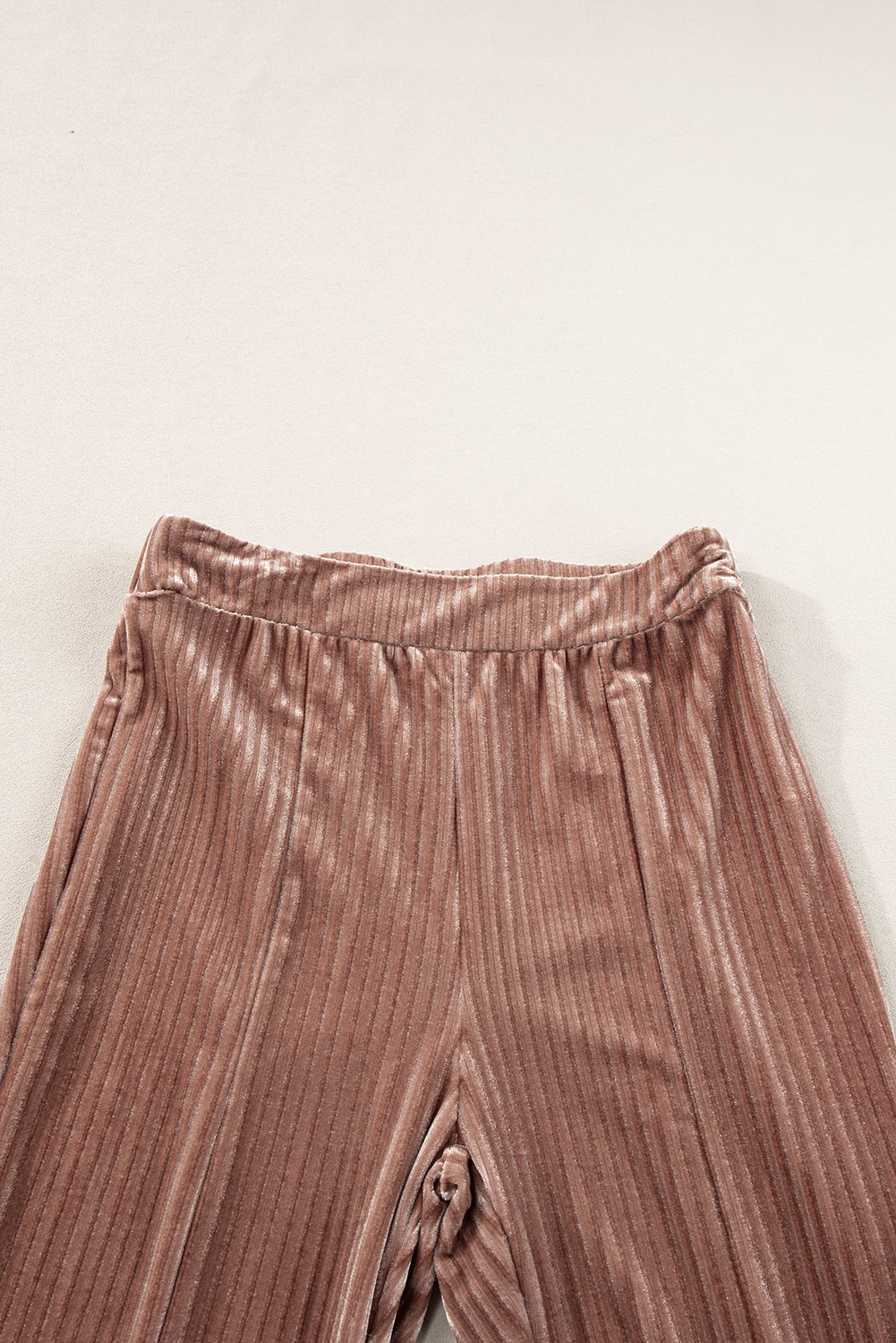 Chestnut Solid Color High Waist Corduroy Flare Pants