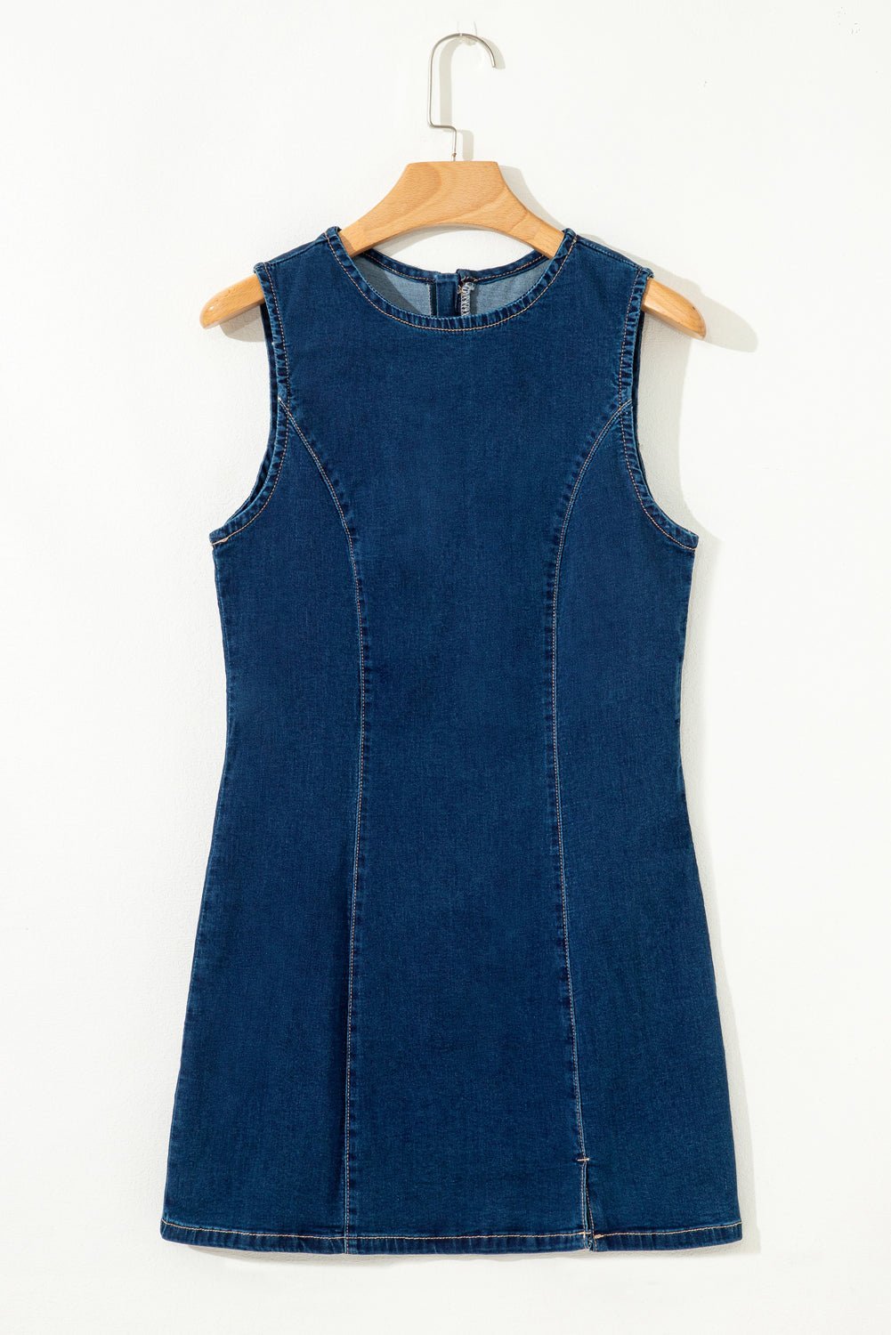 Dirty Blue Zipped Bodycon Sleeveless Denim Mini Dress - MAD RUFFI