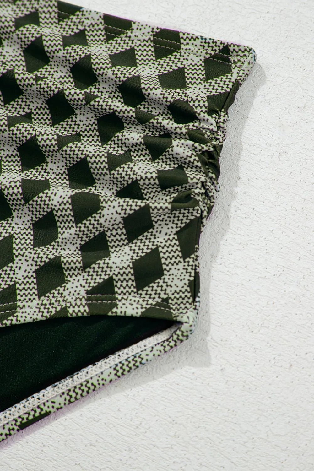 Dotted Mesh Plaid Patchwork High Waisted Swim Set - MAD RUFFI