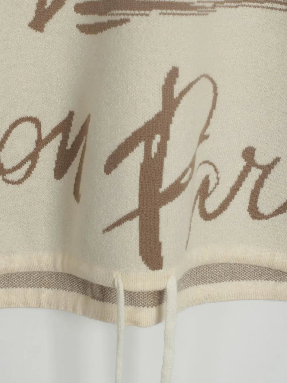 Drawstring Hem Letter Pattern Round Neck Dropped Shoulder Sweater - MAD RUFFI