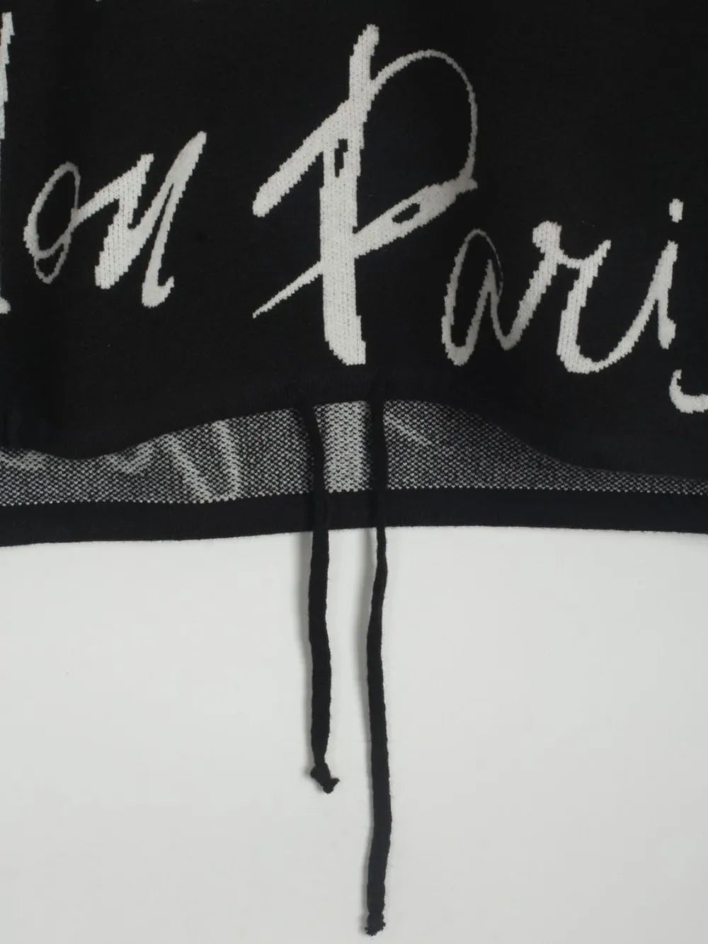 Drawstring Hem Letter Pattern Round Neck Dropped Shoulder Sweater - MAD RUFFI