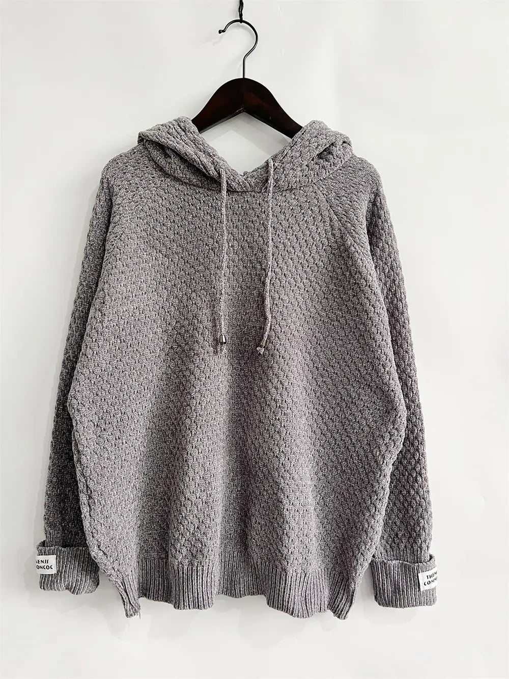 Drawstring Long Sleeve Hooded Sweater - MAD RUFFI