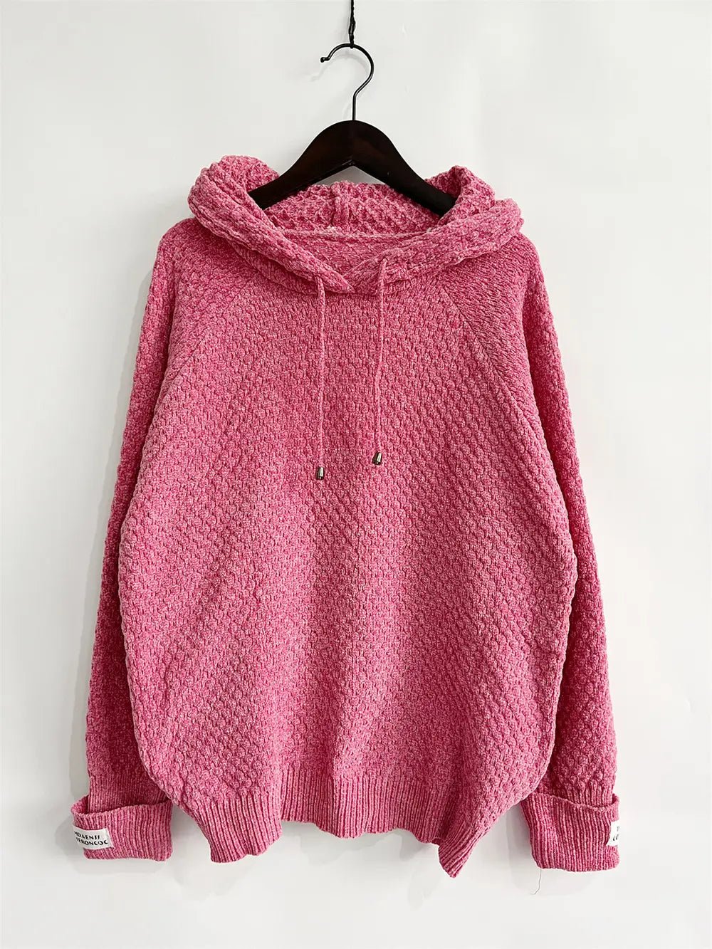 Drawstring Long Sleeve Hooded Sweater - MAD RUFFI