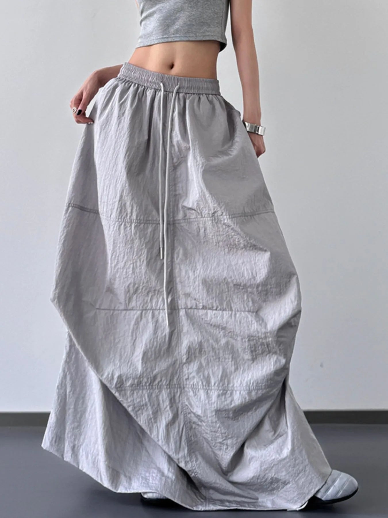 Drawstring Maxi Skirt - MAD RUFFI