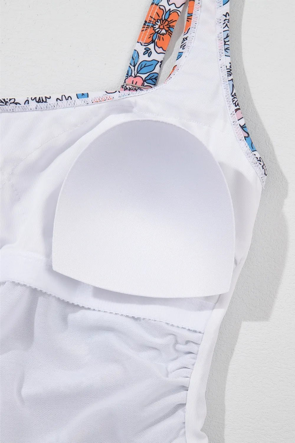 Drawstring Printed Wide Strap Swim Dress - MAD RUFFI