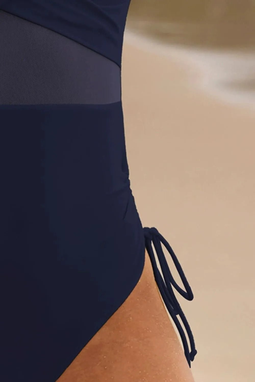 Drawstring Ruched V - Neck One - Piece Swimwear - MAD RUFFI