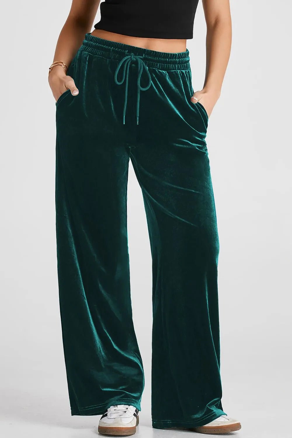 Drawstring Waist Wide Leg Active Pants - MAD RUFFI