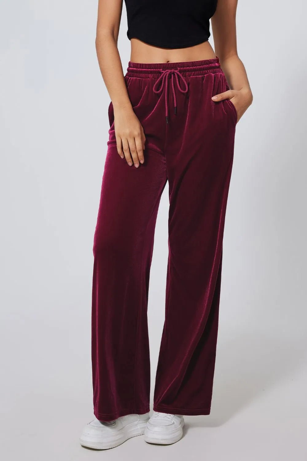 Drawstring Waist Wide Leg Active Pants - MAD RUFFI
