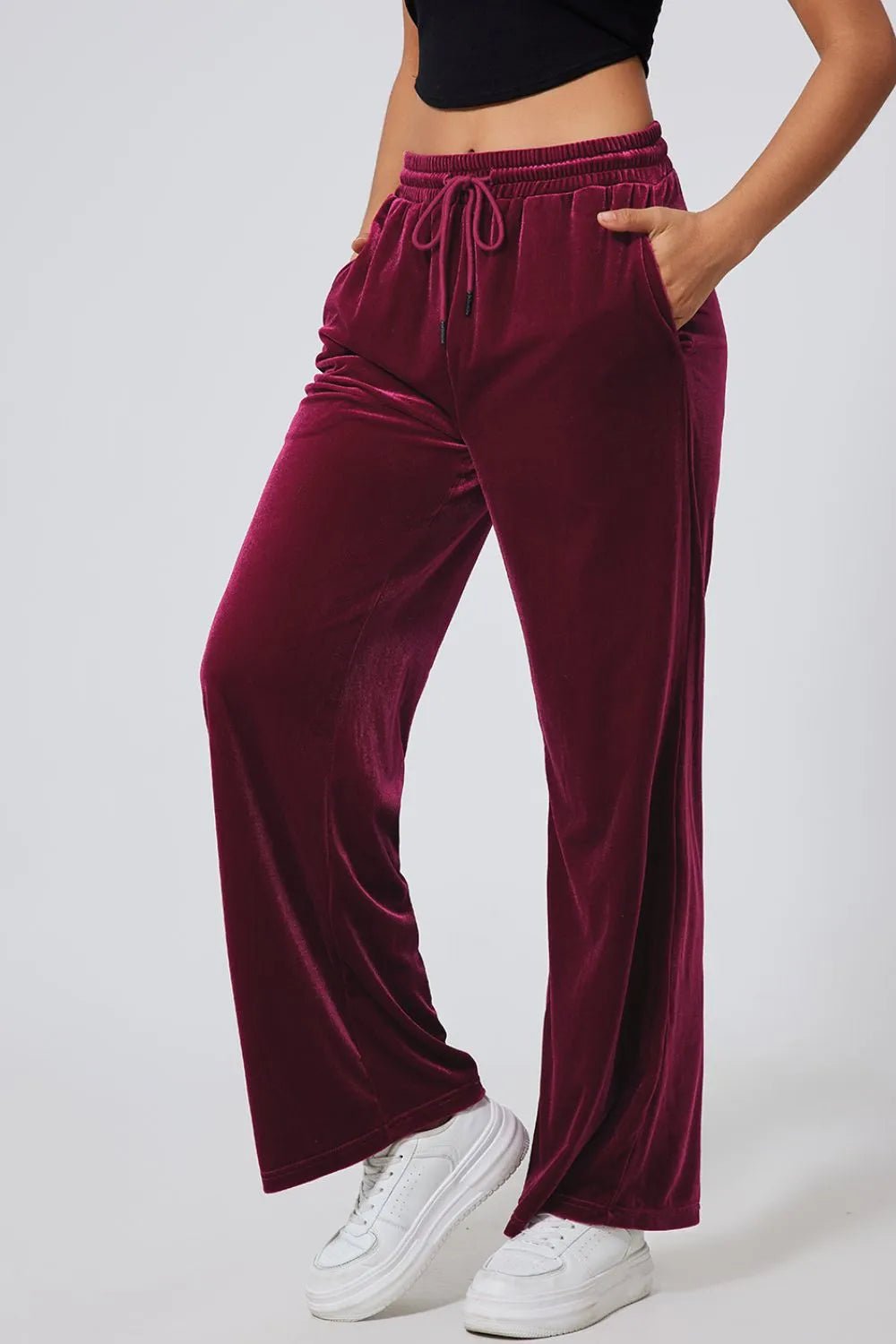 Drawstring Waist Wide Leg Active Pants - MAD RUFFI