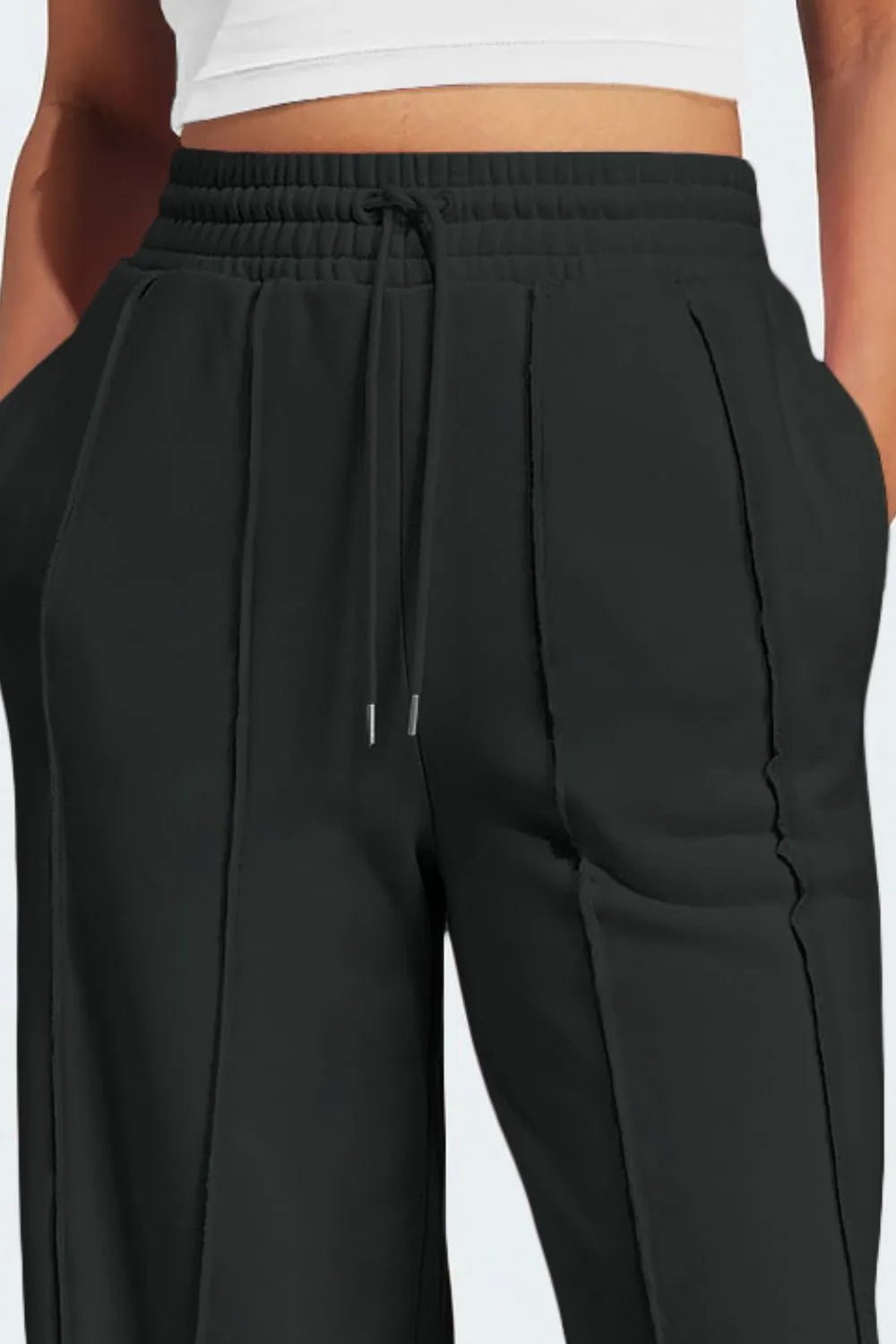 Drawstring Wide Leg Active Pants - MAD RUFFI