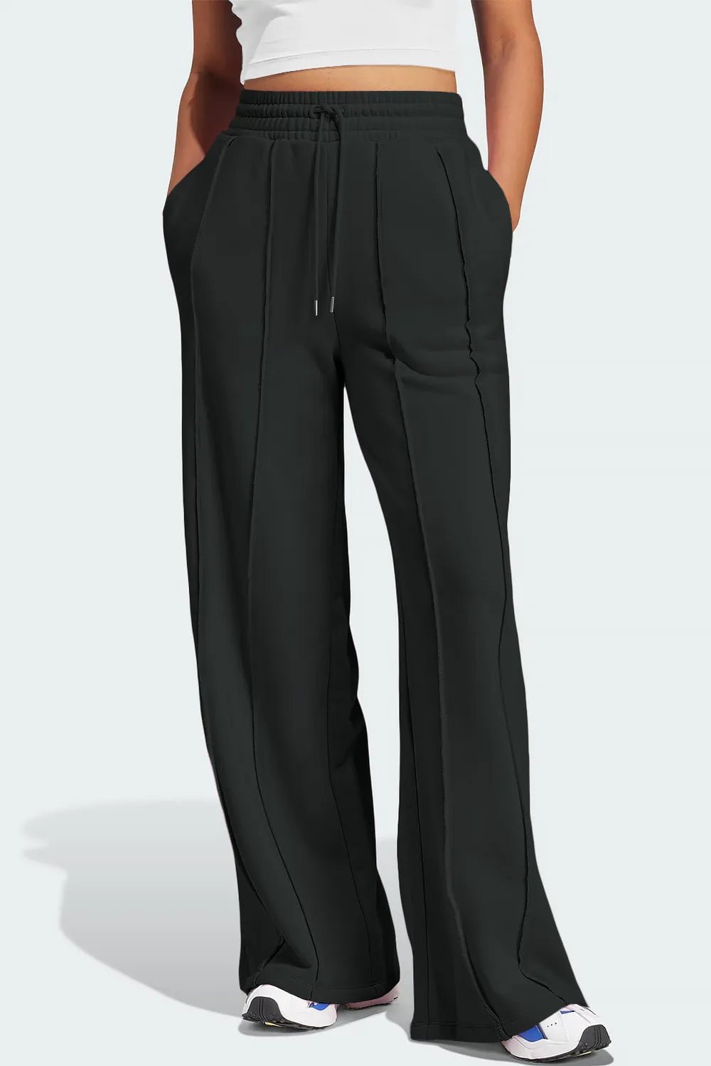 Drawstring Wide Leg Active Pants - MAD RUFFI