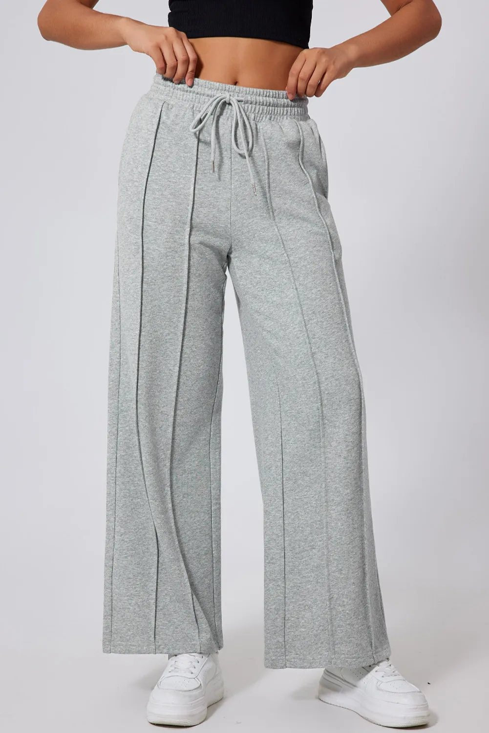 Drawstring Wide Leg Active Pants - MAD RUFFI