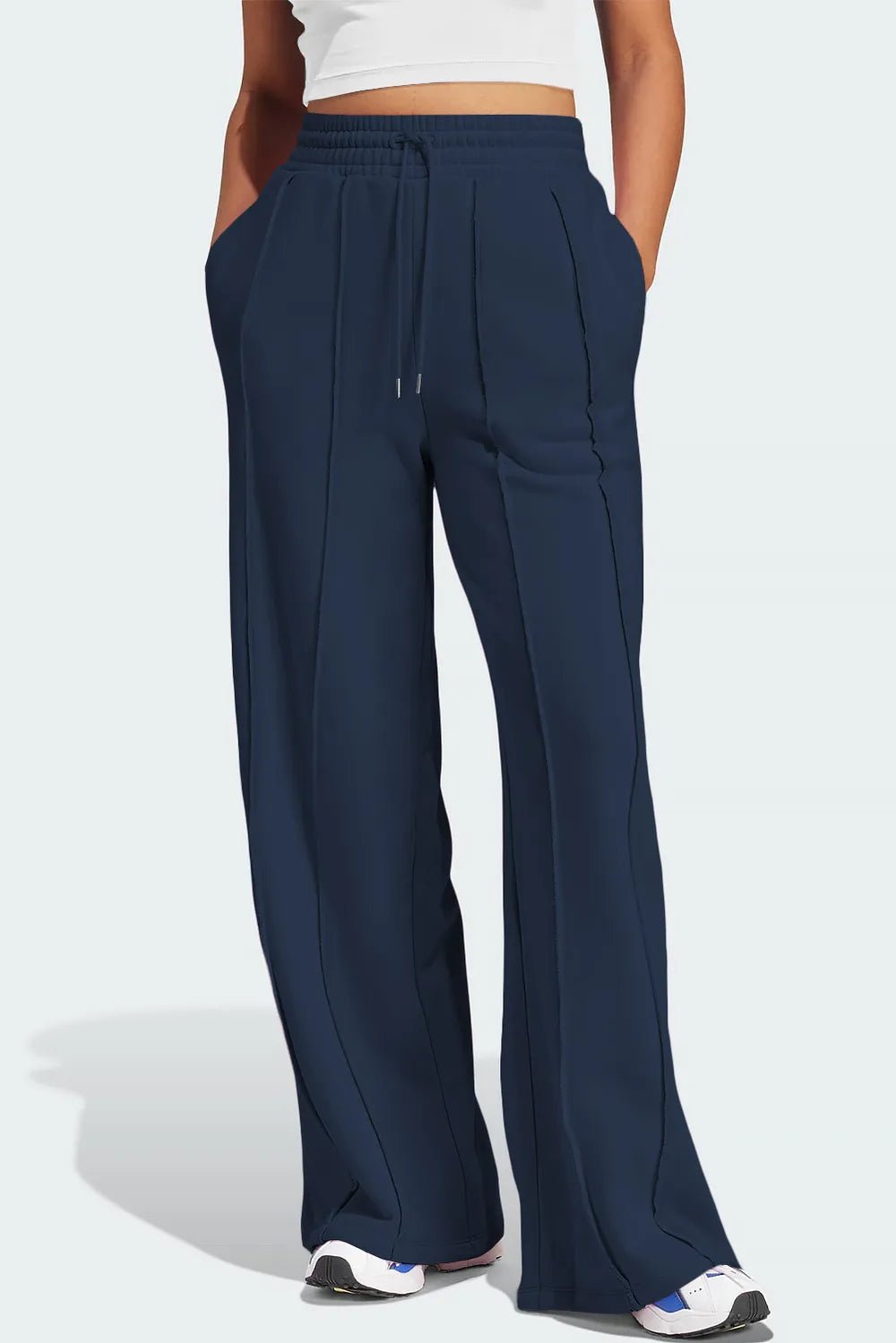 Drawstring Wide Leg Active Pants - MAD RUFFI