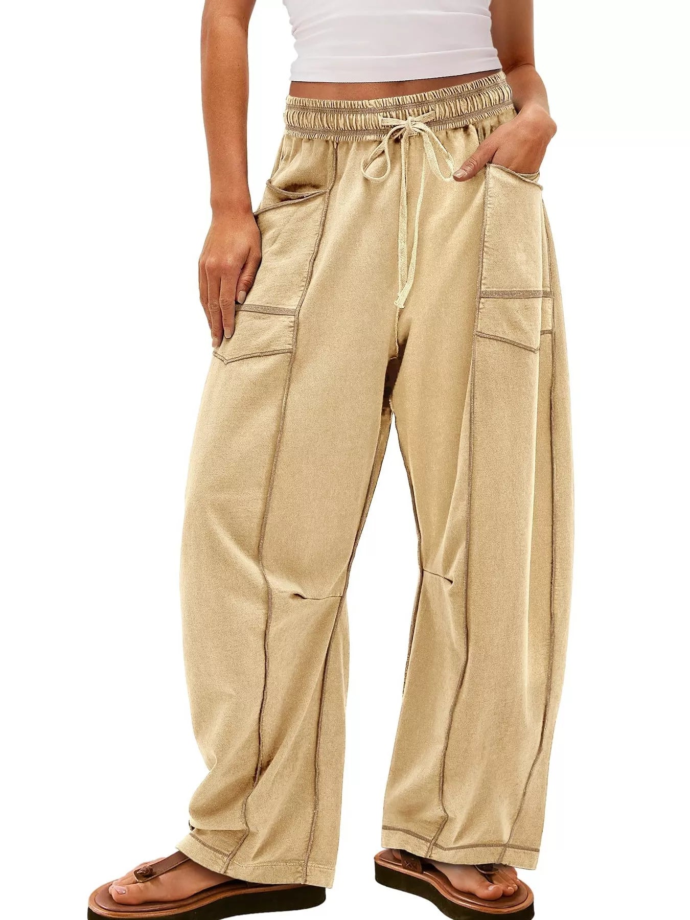 Drawstring Wide Leg Pants - MAD RUFFI