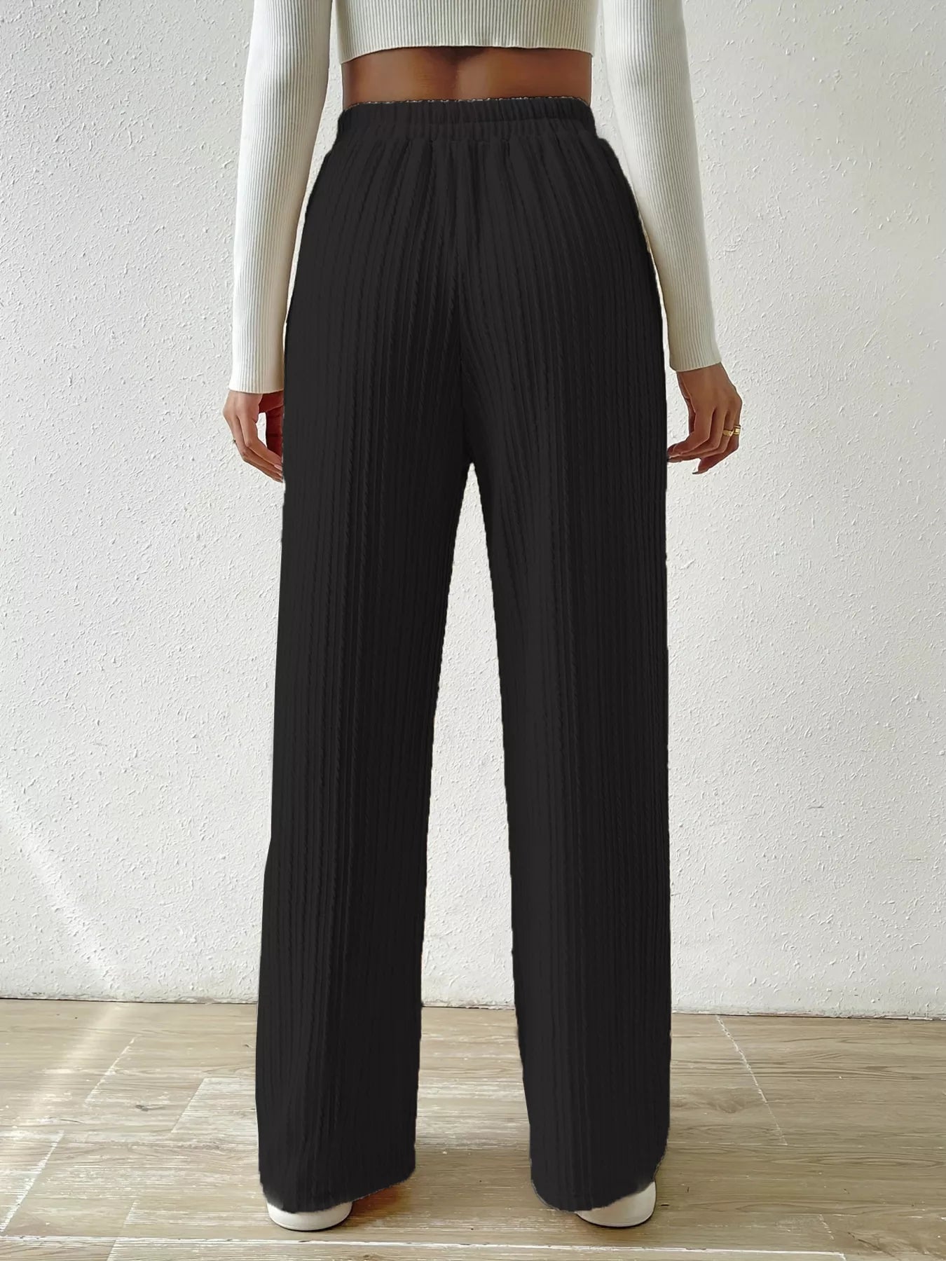 Drawstring Wide Leg Pants - MAD RUFFI