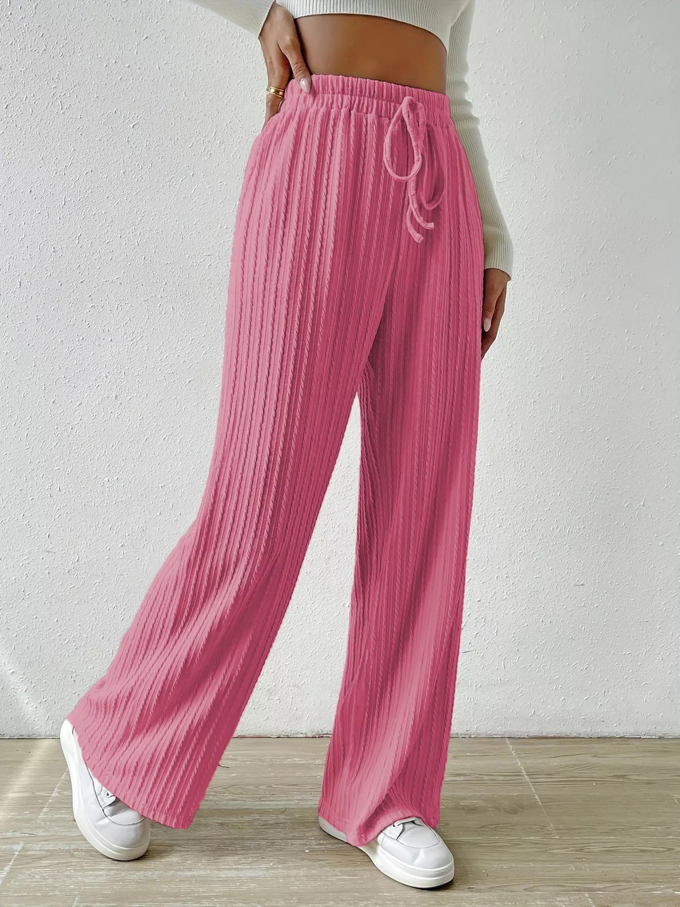 Drawstring Wide Leg Pants - MAD RUFFI