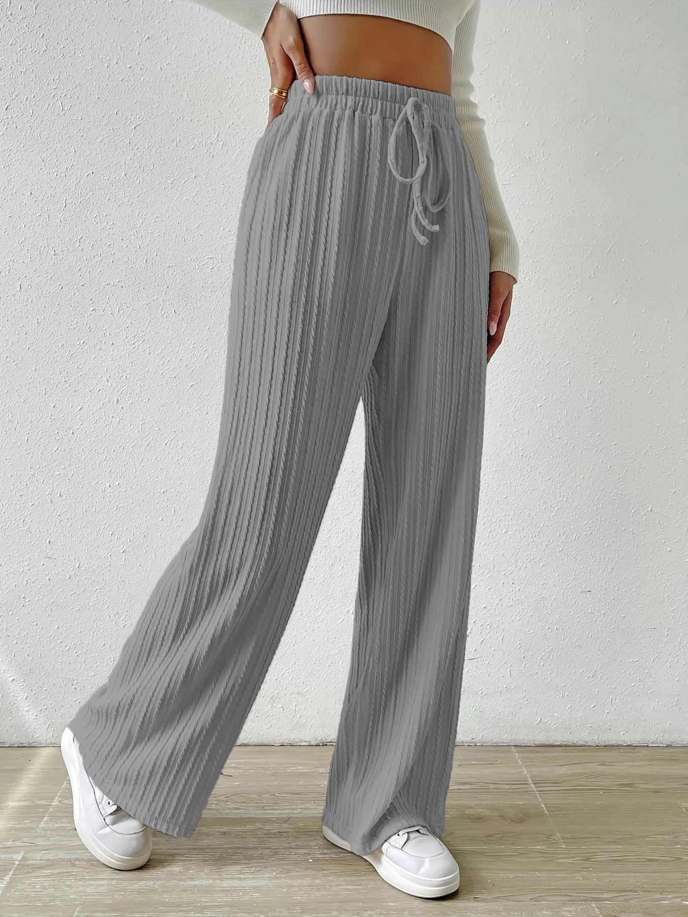 Drawstring Wide Leg Pants - MAD RUFFI