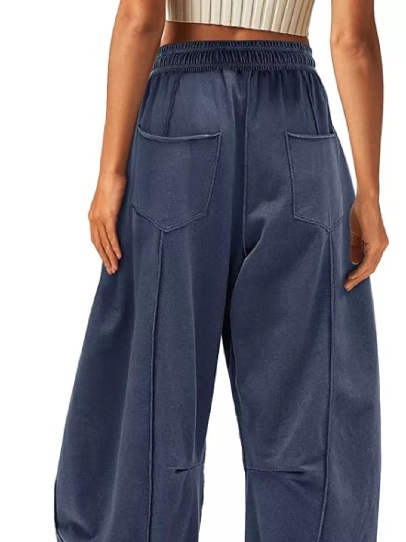 Drawstring Wide Leg Pants - MAD RUFFI