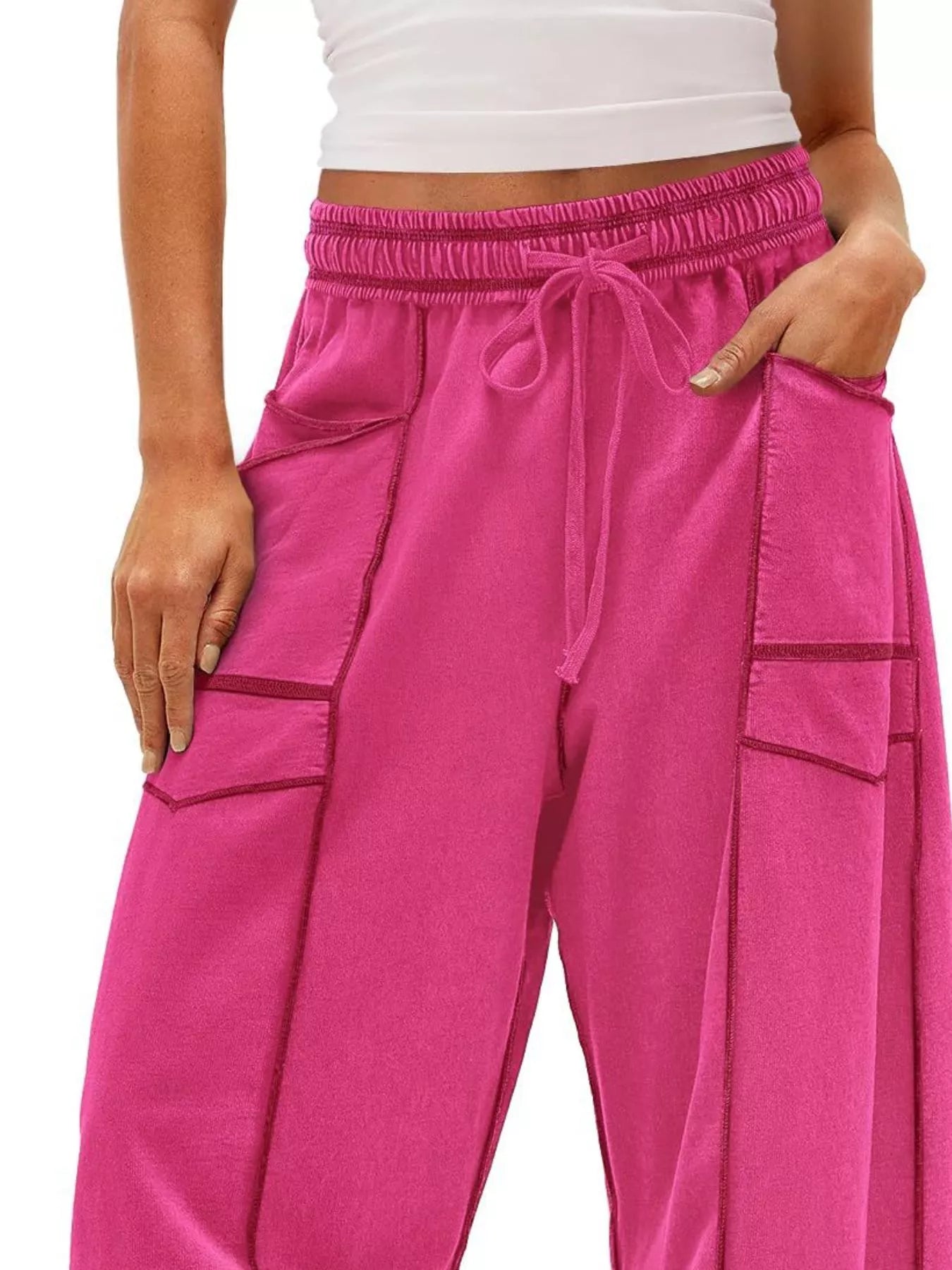 Drawstring Wide Leg Pants - MAD RUFFI