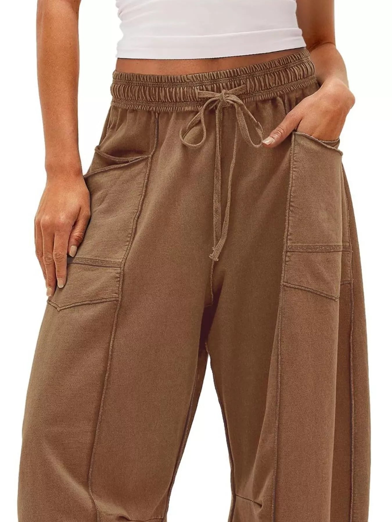 Drawstring Wide Leg Pants - MAD RUFFI
