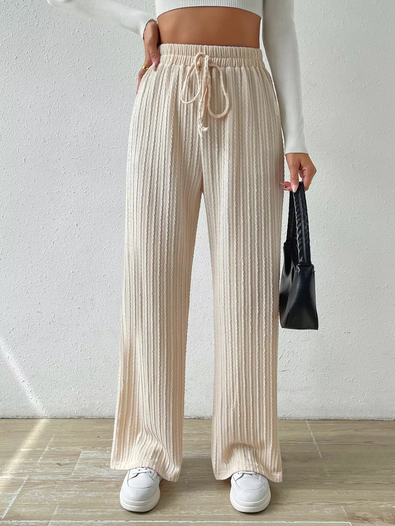 Drawstring Wide Leg Pants - MAD RUFFI