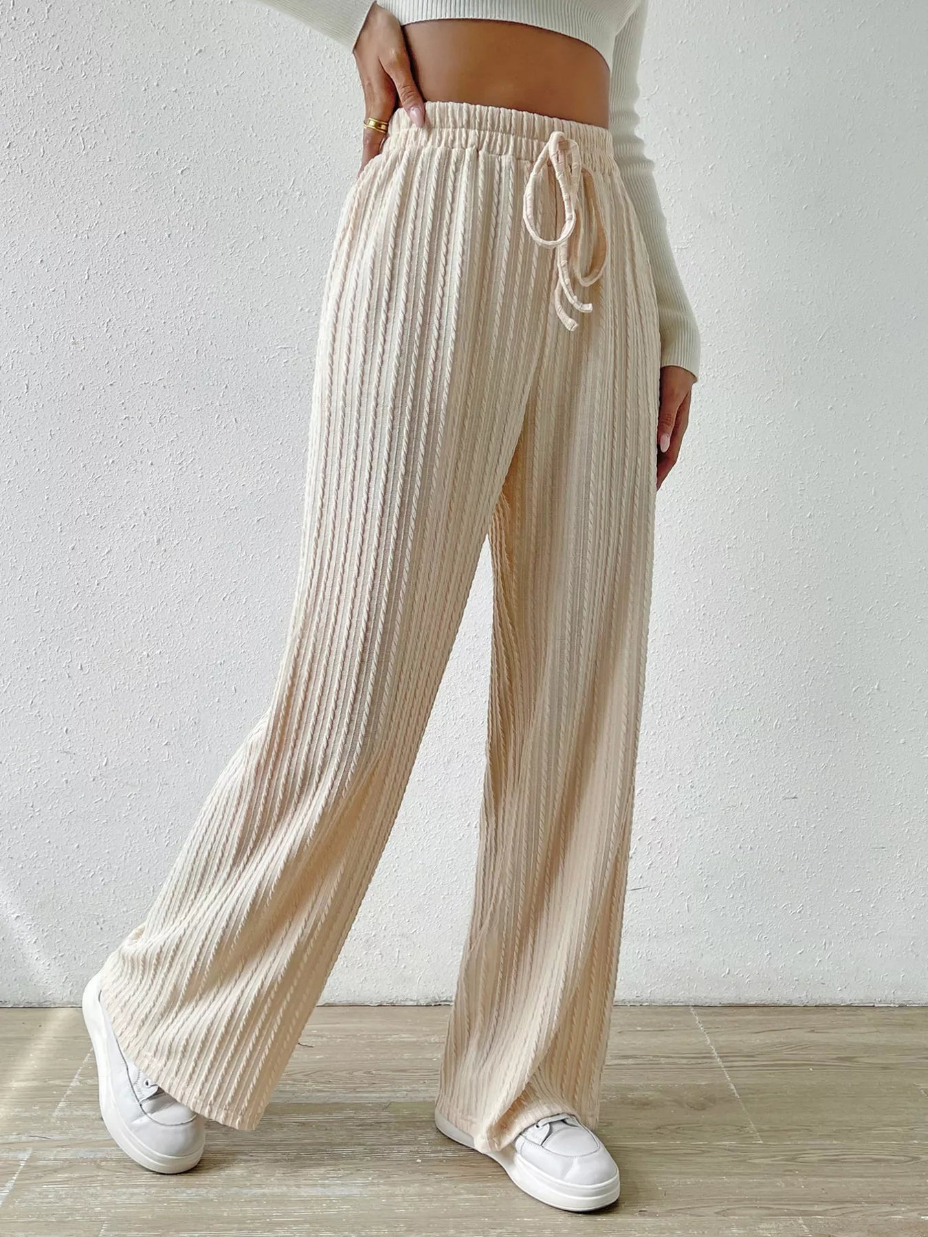 Drawstring Wide Leg Pants - MAD RUFFI