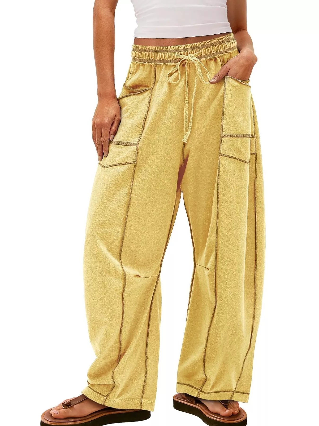 Drawstring Wide Leg Pants - MAD RUFFI