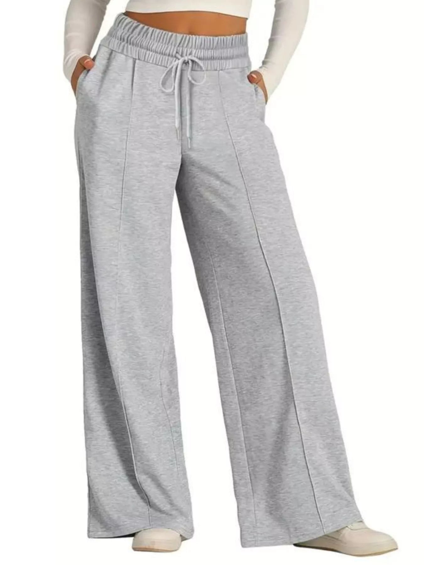 Drawstring Wide Leg Pants - MAD RUFFI