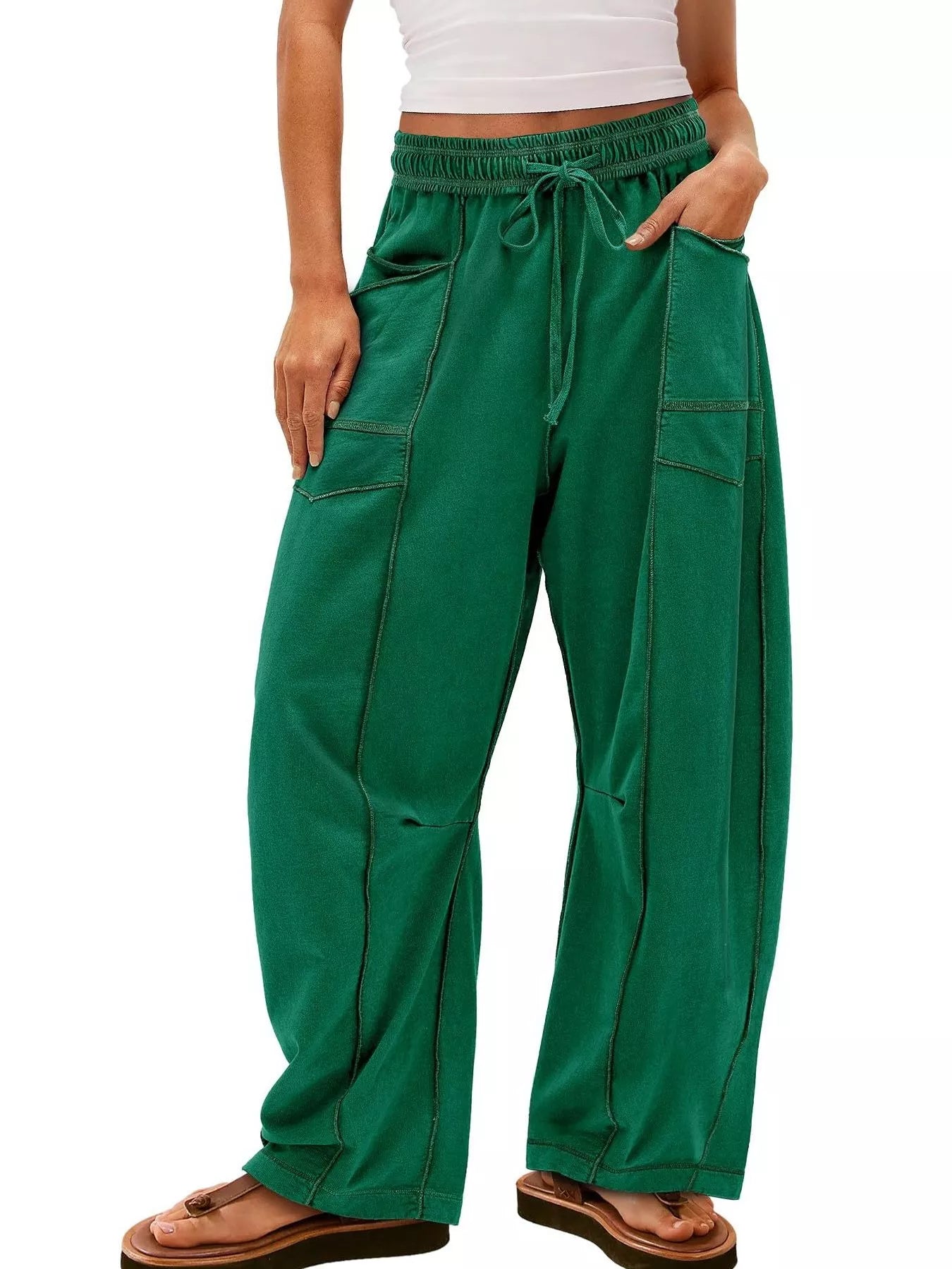 Drawstring Wide Leg Pants - MAD RUFFI