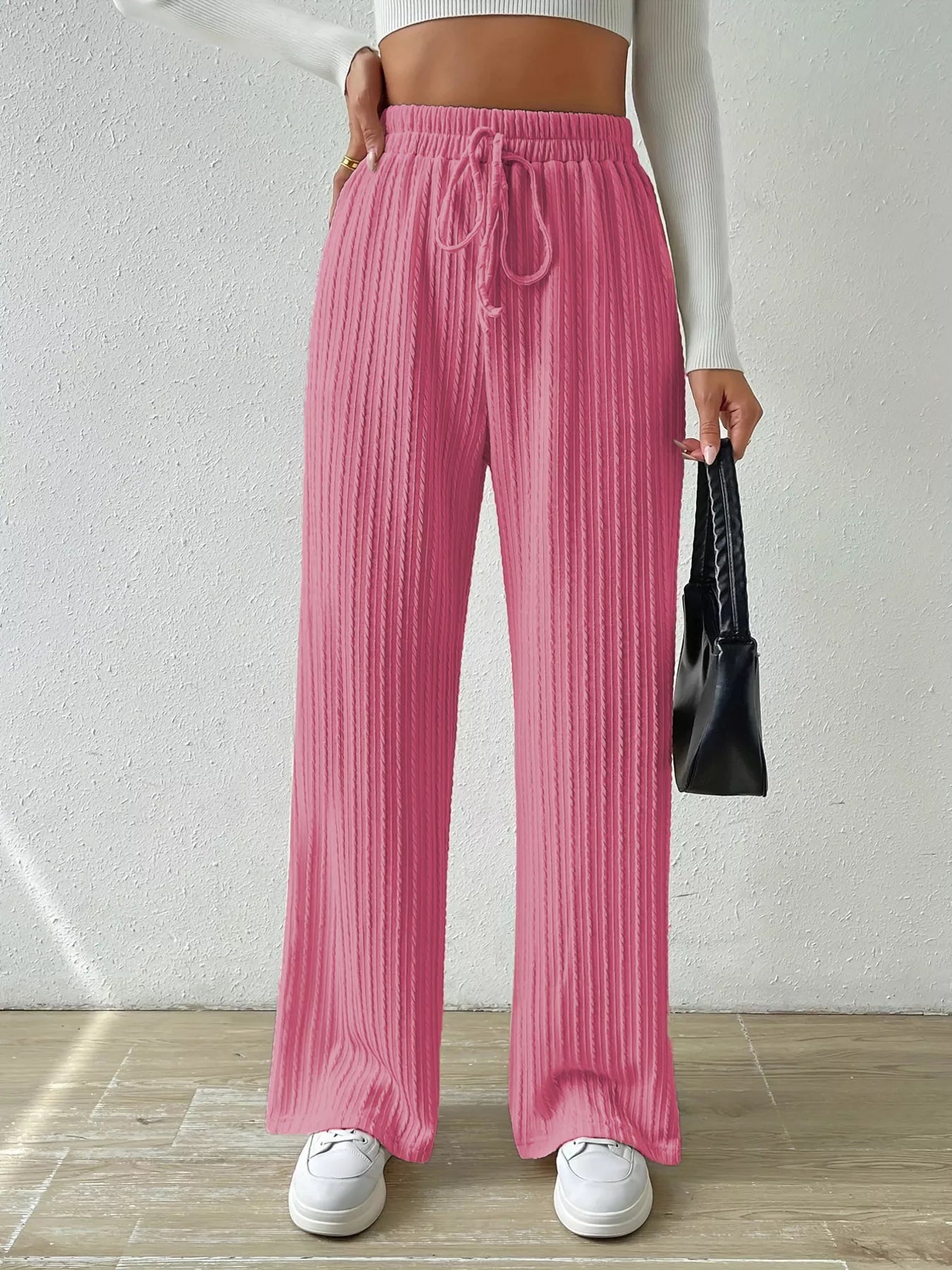 Drawstring Wide Leg Pants - MAD RUFFI