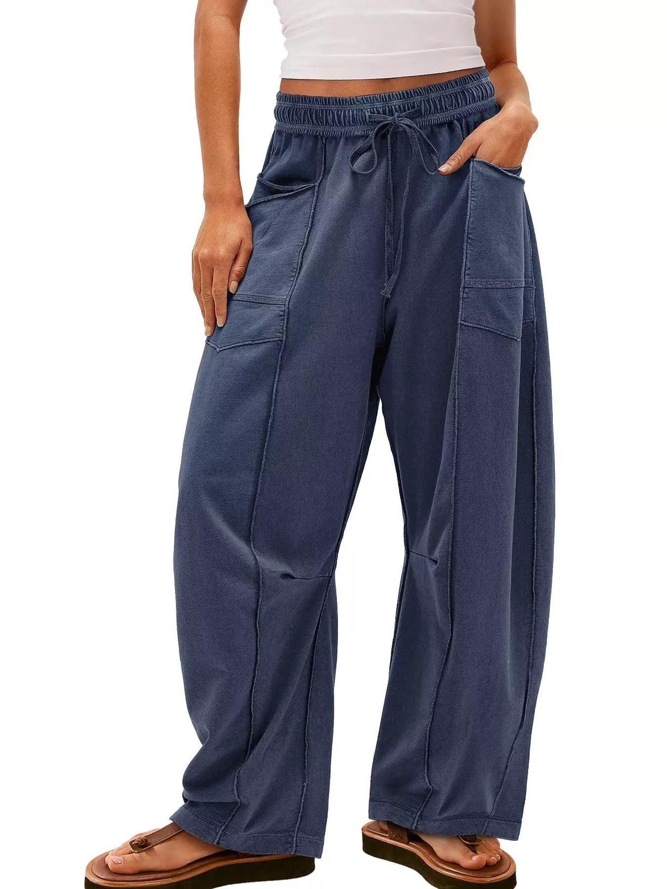 Drawstring Wide Leg Pants - MAD RUFFI