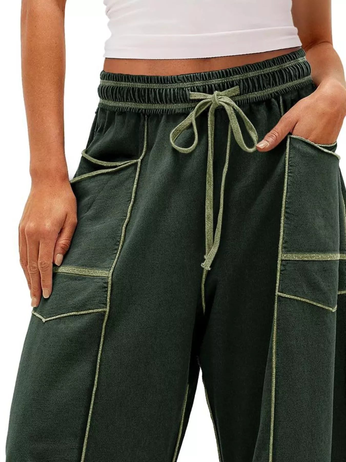 Drawstring Wide Leg Pants - MAD RUFFI