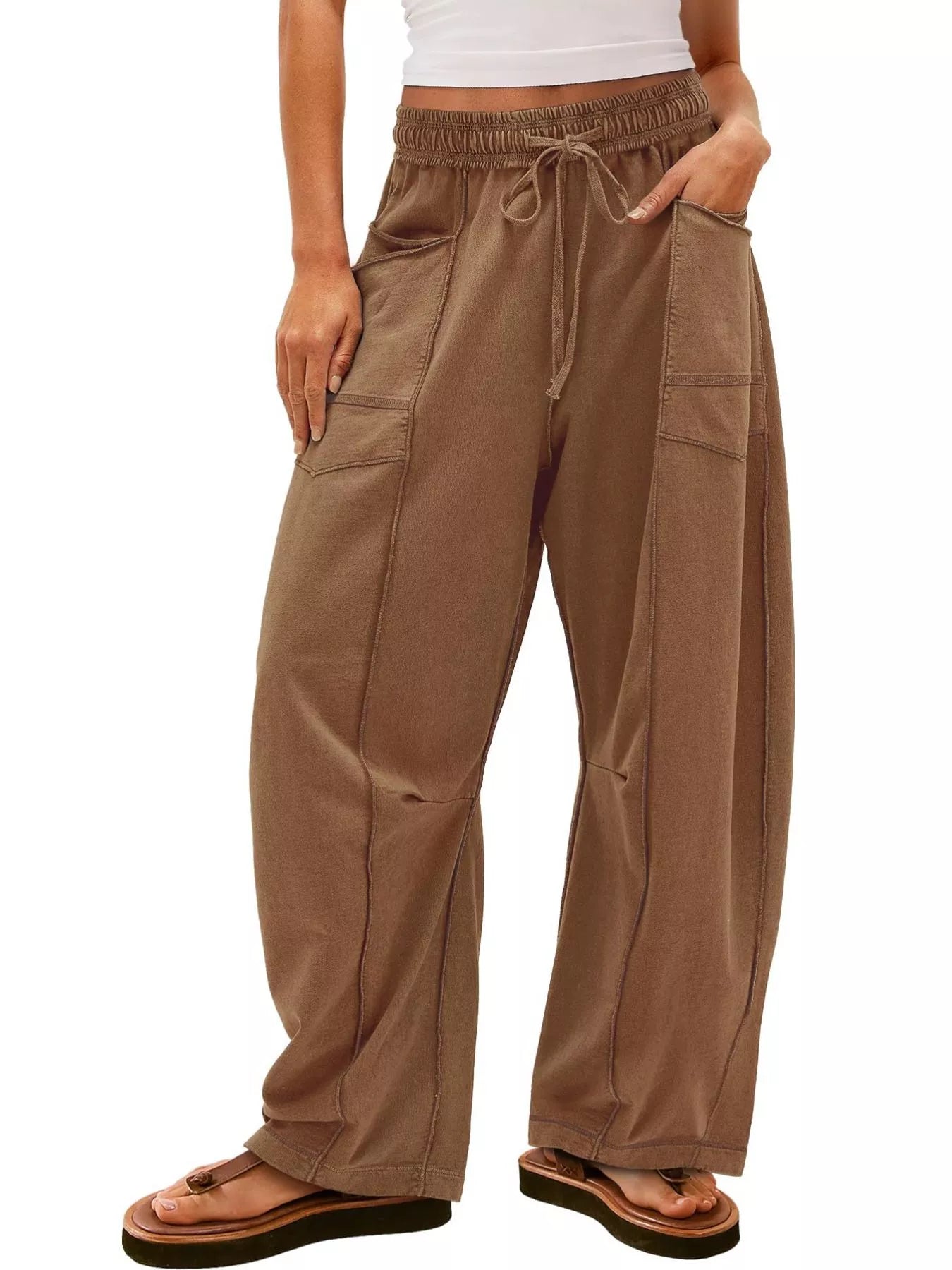 Drawstring Wide Leg Pants - MAD RUFFI